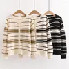 Maglieria da donna 2024 Autunno/Inverno Nero Bianco Stripe Cardigan lavorato a maglia girocollo 3 colori maglione per le donne