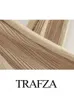 TRAFZA Womens Summer Metallic Crossover Bolero Set Fashion Slit High Waist Knit Skirts Sexy Midi Dress 2 Pieces 240321