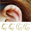 Ear Cuff Ear Cuff 2 pieces of stainless steel earmuffs Criss cross double line earmuffs without perforations minimum false spiral earmuffs Y240326