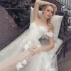 Elegant 3D Floral Lace Wedding Dress Princess A line Sweetheart Off Shoulder Illusion Bridal Gowns Court Train Vestido De Novias