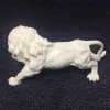 Sculptures Animal Mâle Lion Figurine Résine Art Sculpture Blanc Mignon Maison Chambre Bureau Voiture Décoration Statue Cadeau Souvenir 6,28 po