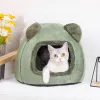 Matten Kat Grot Kleine Hondenmand Met Antislip Bodem Panda Oren Vorm Huisdier Bed Winter Warm Kattenhuis Voor katten En Kleine Honden