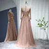 Evening Gold Said Dubai Sharon Rose Dresses Elegant Long Sleeve Arabic Muslim Formal Dress For Women Wedding Party Ss056