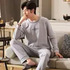 Volledige pure cott pyjama mannen lg mouw pijama set voor mannelijke L-4XL slaap kleding casual nachtjapon nachtkleding man pyjama pak z0te #