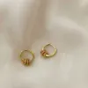 Hoop Huggie Boucles d'oreilles circulaires géométriques en acier inoxydable doré classique adaptées au charme des femmes zircon bijoux coréens accessoires de fête cadeaux 24326