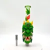 1pc,25.5cm/10in,Glass Bong With 420 Pattern,Glow In Dark,Borosilicate Glass Water Pipe With One Percolator,Nectar Collector Glass Colorful NC Kit,Smoking Accessaries