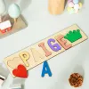 Artisanat Puzzle de nom en bois personnalisé avec dinosaures Cadeau personnalisé pour bébé