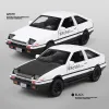 Miniaturas 1/32 Inicial D AE86 Modelos de carros em liga de brinquedo Metal Diecast Inicial D Carro de acabamento requintado com brinquedos retráteis presentes para meninos