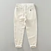 1333 Zomer Fi 100% Linnen Heathy Ademende Dunne Broek Mannen Japan Stijl Effen Kleur Eenvoudige B Enkellange Taper broek 03zz #