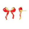 Stud Earrings Enamel Ribbon Ear Studs Butterfly S For Women Girls Bowknot Jewelry