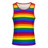Débardeur coloré drapeau arc-en-ciel Gay Pride LGBT motif moderne Gym été hauts moulants impression complète chemises à manches pour hommes J6EB #