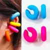 Ear Cuff Ear Cuff New Korean acrylic round clip earrings suitable for women fashionable Makaron color round fake cartoon earrings unperforated jewelry gift Y240326