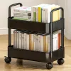 Racks Mobile Storage Rack Rack Trolley 2 Tier Snack Livre Cosmetics Storage Shelf avec roues réparables sous Organisateur de charrette de stockage de rangement de bureau