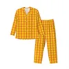 Maki Drukuj na uśpianie jesień hejcomb swobodne duże piżamę zestawy men rękawów miękki domek graficzny odzież nocna k72U#