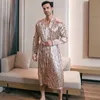 pyjama hommes printemps et automne soie style mince pyjama surdimensionné pyjamas à manches LG peignoirs en soie glacée vêtements de maison été 11UR #