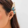 Ear Cuff Ear Cuff PuRui Exquis Vert / Bleu / Rose Demi-Papillon Clip Boucles D'oreilles pour Femmes Strass Oreille Gauche Clip Bijoux Mignon Y2K Accessoires Y240326