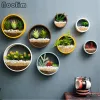 Vases Nordic Creative Iron + Glass Round Wall Hanging Vase Home Balcony Flower Basket Living Room Decoration Colorful Flower Holder