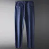 Pantalon droit en Fiber de bambou pour hommes, marque d'été, mince, extensible, coupe droite, Busin décontracté, taille haute, léger, d8S9 #