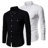 Męskie koszule męskie koszula biznesowe Stylowe wiosenne lato z odwróconym kołnierzem Slim Fit Design Patch Pocket Pieszeń