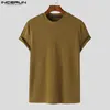 T-shirts pour hommes INCERUN Tops 2024 Style coréen Mode O-cou T-shirts Casual Streetwear Tout-match Solide À Manches Courtes Camiseta S-5XL