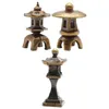 Garden Decorations 3 PCS Copper Tower Statue Pagoda Lantern Model Ornament Mini Decoration Miniature Liten Hushåll Hem