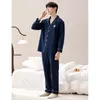 2024 Mannen Lente Casual Nachtkleding Sets Effen HomeWear Suits 2 Stuks Cott Slee Top Broek Herfst Pyjama Mannelijke l-3XL Dropship 94PG #