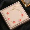 Dainty Cute Chain rostfritt stål armband guldpläterad blomma fem klöver tur för kvinnor gåva