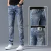 Jeans de créateur pour hommes édition de luxe mince élastique coupe ajustée marque lavé vieux jeans longs homme pantalon F01K9