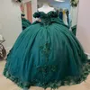 Blackish Green Sweetheart Ball Suknia quinceanera sukienki Koraliki Aplikacje Flower Prom Sukienka urodzinowa suknie urodzinowe vestidos de 15 anos