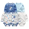 Ensemble de pyjamas pour bébés filles, vêtements de nuit pour bébés garçons, robe de naissance, barboteuse à manches longues, 100% coton, body pour tout-petits, tenues 240325