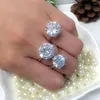 Anéis de casamento na moda cor prata zircônia cúbica cristal promessa feminina 5 quilates acessórios de noiva joias gota