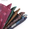 Handkerchiefs New Flower Pocket Square Mens Chest Towel Wedding Kerchief Gentleman Paisley Hankis Mens Handle Chief Stripe Pocket Towel Y240326