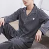 Новая пижама для мужчин Lounge Sleepwear Пижамы в клетку с принтом Весна Осень Мужчины LG рукав Домашняя одежда 2 шт. Мужской пижамный комплект t2rh #