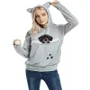 Kinderwagen-Sweatshirt, Katzen-Hoodie, Haustier-Beutel-Hoodie, lässig, Unisex, Übergröße, Katze, Känguru, Tasche, Kapuzenpullover, Haustier-Tragepullover