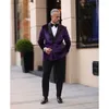 Abiti da uomo eleganti velluto viola doppio petto scialle nero bavero giacca formale party chic 2 pezzi giacca pantaloni