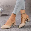 Gold Silver Bling High Heel Pumps Women Fashion Back Strap Slipon Party Shoes Woman Pointed Toe Slingbacks Thickheeled 240321