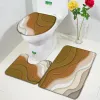 Tappetini Set tappetino da bagno geometrico astratto Blu Verde Marrone Motivo a onde creative Tappeto in marmo Tappeto per bagno Tappeto Tappetini per WC antiscivolo