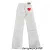 Designer Nieuwe producten in de lente en zomer Gebroken witte love jeans met wijde pijpen en rechte pijpen voor dames 2024 lange broek met hoge taille en gedrapeerde vloer O5DX