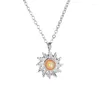 Pendentif Colliers Collier romantique en forme de tournesol pour femmes hommes exquis opale clavicule chaîne cadeaux d'amour petite amie bijoux