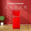 Refrigerators Freezers GLR46TRDER Retro compact refrigerant with dual door freezer mini refrigerator adjustable mechanical thermostat 4.6 Cu feet red Q240326