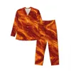 Fire Storm Pajama Sets Autumn Abstract Drukuj Fi Room Sleepar Unisex 2 sztuki Vintage Ogabrywa Design Dift Nocne Prezent v5qr#