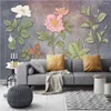 Wallpapers Milofi aangepaste grote behang muurschildering 3D minimalistische retro abstracte handgeschilderde bloem muur achtergrond