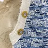 Robes décontractées de base Designer Printemps 24 nouveau produit nouveau gland denim tweed sans manches bouton décoration robe J9MN