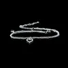 Anklets New Fashion 925 Sterling Silver Heart Diamond CZ Pendant Double Ankle Womens Jewelry Summer Zircon Ankle BraceletC24326