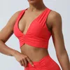 Roupa de yoga profundo decote em v ginásio roupas ampla alça de ombro sutiã cruz esportes à prova de choque sutiãs de fitness interior removível almofada no peito