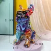 Sculture Scultura colorata Bulldog francese Statua in resina in piedi Cane Graffiti fai da te Artigianato Desktop Statua di animali Ornamento Decorazioni per la casa