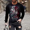 Men's T-Shirts Mexican Pattern 3D Printing Mens Round Neck T-shirt Casual Long Slve Plus Size Pullover Fashion Mens Clothing T240325