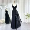 Sagte Schwarz Sharon Dubai High Perlen Schlitz Meerjungfrau Abendkleid 2024 Promi Arabisch Frauen Hochzeit Party Prom Kleider Ss385