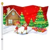 Acessórios Feliz Natal Bandeira Bandeiras de jardim de poliéster com casa de botão de latão para varanda de casa ao ar livre Decoração de festa em casa de férias de boas-vindas