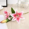 Two Flowers and One Bud Single Lily Artificial Flower Wedding Decoration Home el Restaurant Office Outdoor Garden 240320